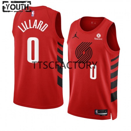 Maillot Basket Portland Trail Blazers Damian Lillard 0 Nike 2022-23 Statement Edition Rouge Swingman - Enfant